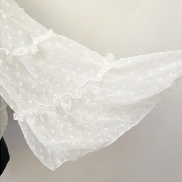 HL Affair Off the Shoulder Boho Peasant Blouson Top, White, Size M, NWT - Picture 6 of 11